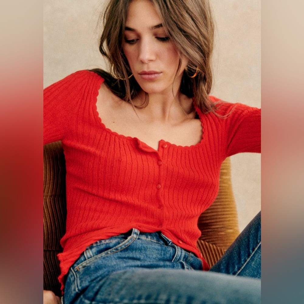 Sezane Ambroise Cardigan Red - Size S